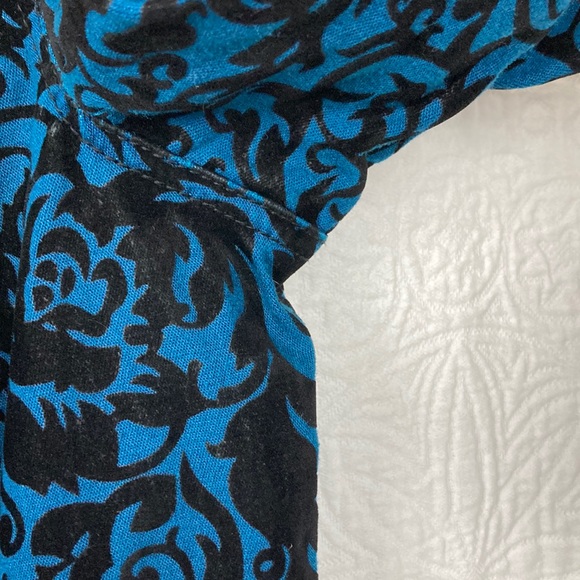 DG2 Diane Gilman Baroque Jacquard Damask Peacoat Trench sz XL Teal Black - Picture 14 of 16